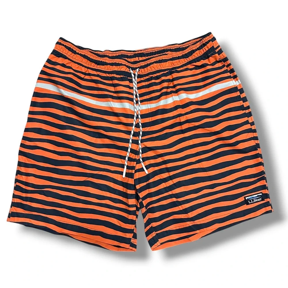 LL Bean Men's Vacationland Stretch Striped Swim Trunks 8